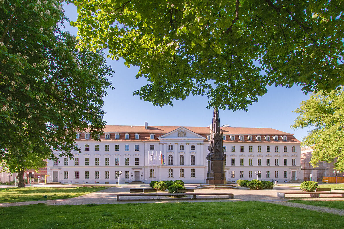 Das Foto zeigt das Uni-Hauptgebäude in Greifswald im Jahr 2024.