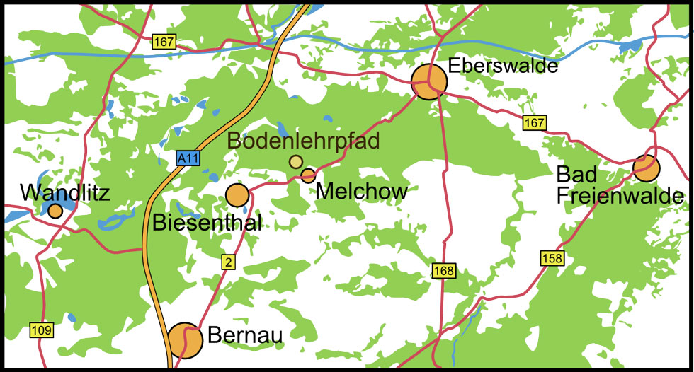 Übersichtskarte Bernau, Eberswalde, Bad-Freienwalde, Wandlitz